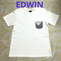 【EDWIN エドウィン】 トップスホワイト 半袖Tシャツ ポケット付きのサムネイル