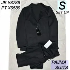 【パジャマスーツ】プリントジャージージャケット 黒ウィンドウペン セットアップ