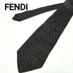FENDI フェンディ ネクタイ シルク 総柄 ズッカ柄 ネイビー