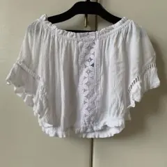 H&M DIVIDED オフショルダー フリル付きトップス M 白　レディース