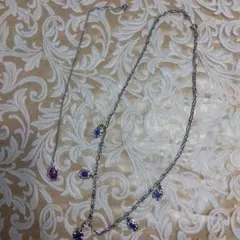 #ネックレス シルバーの青色メダイネックレス