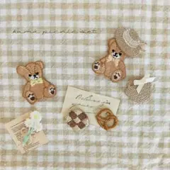 ＼単品／ くまピクニックの刺繍ワッペン
