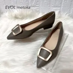 新品 EVOL イーボル ゴールド バックル ポインテッド パンプス 23cm
