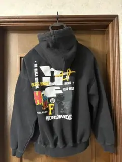 HUF バックプリント パーカー ブラック