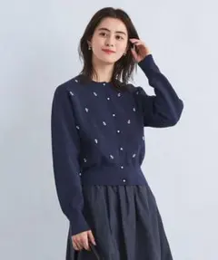 green label relaxing ドットビジュー ニットカーディガン