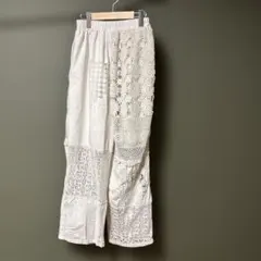 Riliy vintage カラー刺繍 パッチワークパンツ - メルカリ