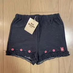 新品　ミキハウス ホットビスケッツ デニム風ショートパンツ うさぎ 花柄 110