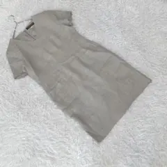 日本製 【ブルックスブラザーズ】 (9) Vネックワンピース 麻100% 上品