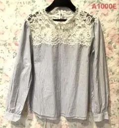GU★レース付きストライプ長袖シャツ★A1000E★