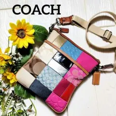 COACH パッチワーク ショルダーバッグ シグネチャー y2k 斜め掛け