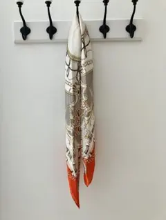 グローバルワーク　スカーフ　オレンジ グレー チェーンプリントのサムネイル