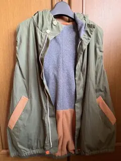 フラボア オリーブグリーン フリースベスト フード付き