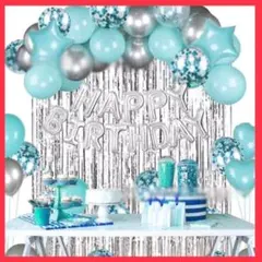 バースデー バルーンセット 誕生日 飾り付け 風船 パーティー ミントブルー