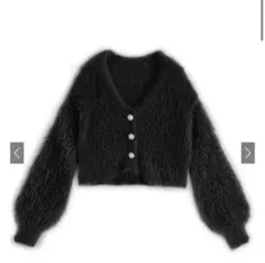 シャギーニットカーディガン ショート丈