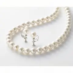 フォーマル 冠婚葬祭 貝パールネックレス イヤリン　　2点セット