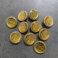 ゴールドボタン 10個セット イカリ彫刻