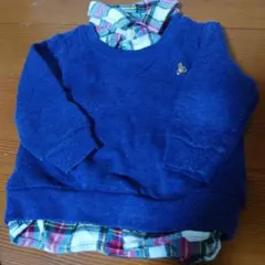 ベビーギャップ　80 ネイビー スウェット 重ね着風 トップス