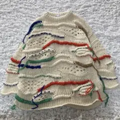 ZARA エンブロイダリーフリンジニット　アイボリー　長袖セーター XS-S