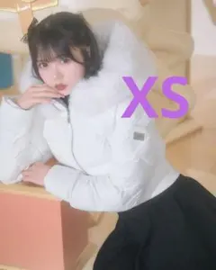 ミシェルマカロン ファーフードショートダウン ホワイト FREESIZE 