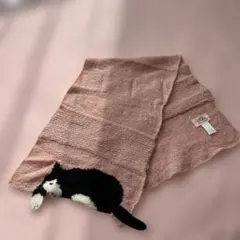 NIKOSEN 猫刺繍 ピンクマフラー
