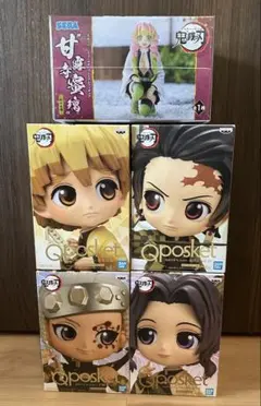 鬼滅の刃Qposketフィギュア4体、ちょこのせフィギュア1体セット