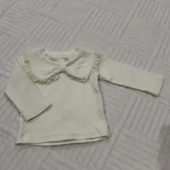 Aosta アイボリー リボン付き長袖Tシャツ M