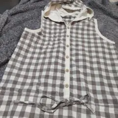 OLDBIETTY"Sフード付きチェック柄ノースリーブワンピース　М「5」