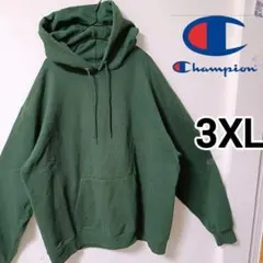 チャンピオン 緑 プルパーカー 裏起毛 メンズ3XL ビックシルエット ゆるダボのサムネイル