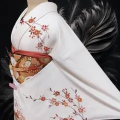 ❰6613❱ フルセット　訪問着　白灰　袋帯　河合美術織物　入学式　七五三　正絹のサムネイル