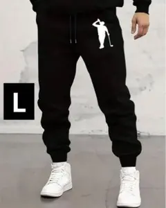 【新品/Lサイズ】ゴルフウェア ロングパンツ スウェット メンズ 黒色