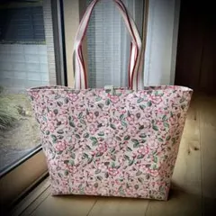 新作　大容量　肩掛け　大きめバック　キャス　デニムラミネート　桜　ピンク
