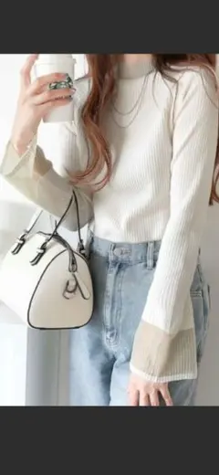 リブハイネック ニット