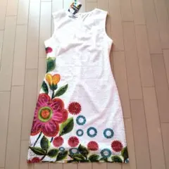 Desigual 花柄Aラインノースリーブ ワンピース 40