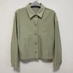 【ユニクロ】長袖アウター ジャージーリラックスジャケット 襟付き グリーン M