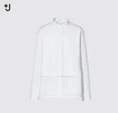 プラスJスーピマコットンシャツジャケットホワイト　長袖シャツXS UNIQLO