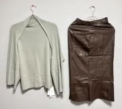ミラオーエン ニット＆フェイクレザースカート セット売りのみ