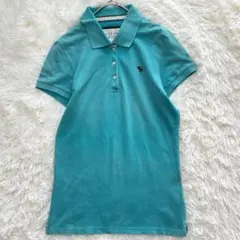 アバクロンビー&フィッチ ポロシャツ ロゴ刺繍 青 L 半袖　シンプル　きれいめ