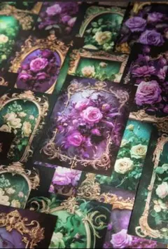 559【新品】バラデザイン軽型紙2種60枚入り デザインペーパー コラージュ素材