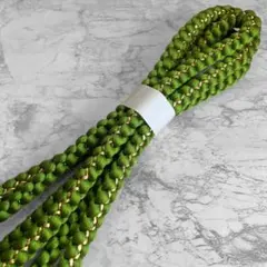 絹 帯締め☆丸組 抹茶色(緑)×金糸 上品 組紐