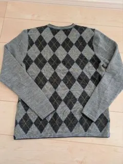 SHIPS ダイヤモンド柄 Vネックセーター グレー