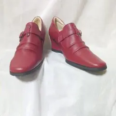 新品・未使用 Doruche 赤 レザー ウェッジソールパンプス 23cm 3Eのサムネイル