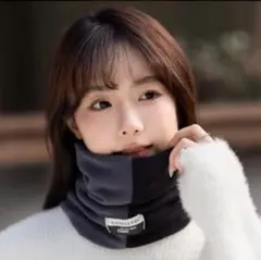 ブラック／グレー　首元あったかネックウォーマー　 幸せ♡ 2WAY　 多機能