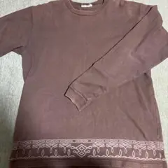 ブラウン 長袖カットソー 装飾あり