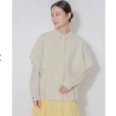 TUTIE. ツチエ コットンセルロースフレアショルダーブラウス ベージュ