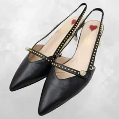 グッチ GUCCI バックストラップ ドームスタッズ レザー パンプス