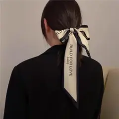 リボン フランス風 オフホワイト ヘアバンド ヘアアクセサリー スカーフ