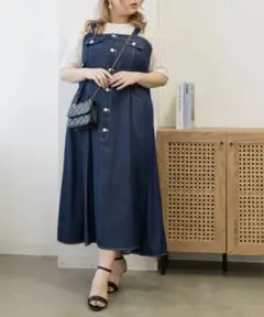 デニム風ジャンスカワンピース