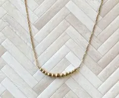 14K ゴールド ラリエット ネックレス Y字 ゴールドビーズ ヴィンテージ 