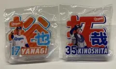 中日ドラゴンズ　ガチャ　柳、木下選手 アクリルネームバッジ