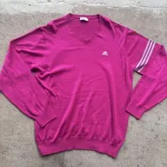 00s adidas Vネック ニット セーター ピンク XO/XXGのサムネイル